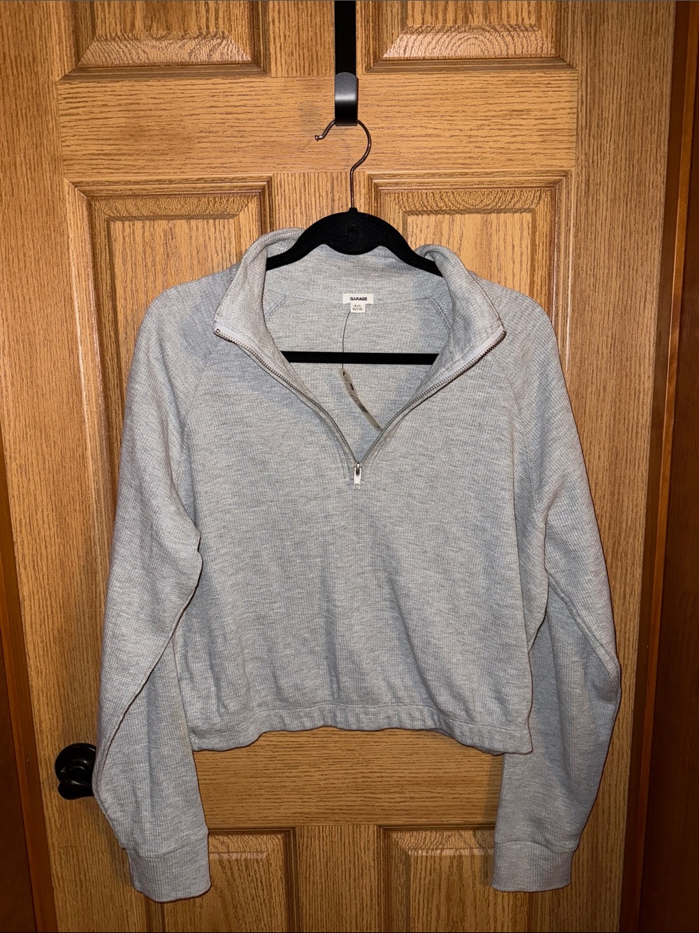 Garage Grey Zip-Up Crop Sweater